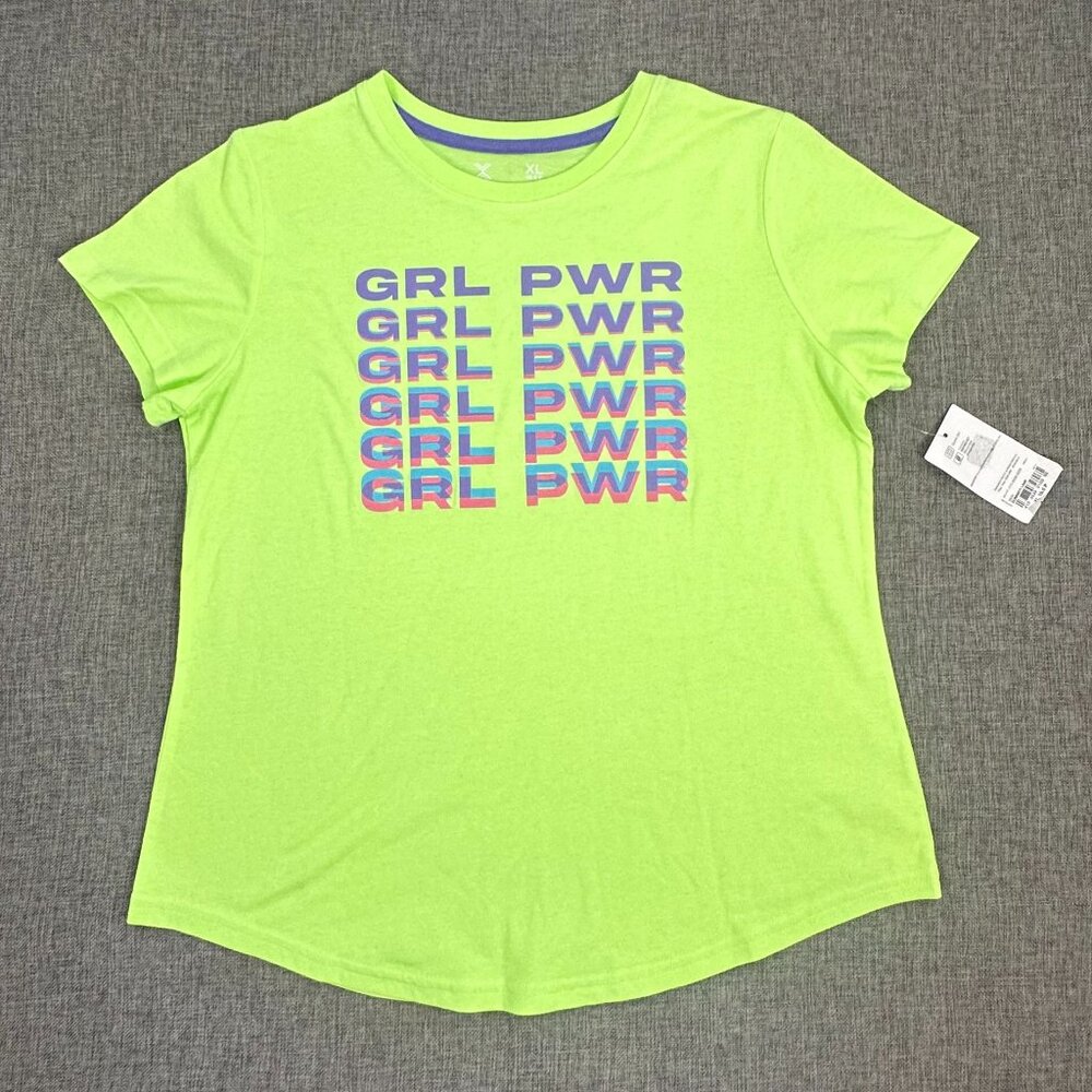 NEW! Xersion Little & Big GirlsT-Shirt Summer Lime XL 18.5 Cotton Blend Round Ne
